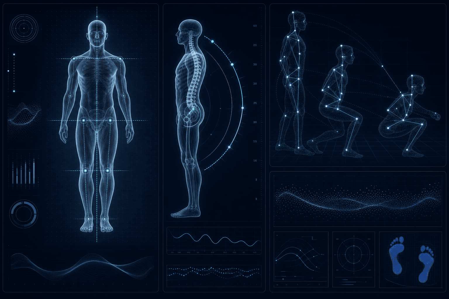 Body Check in-house AI posture analysis system — auto measurement of forward head, shoulder & pelvic alignment
